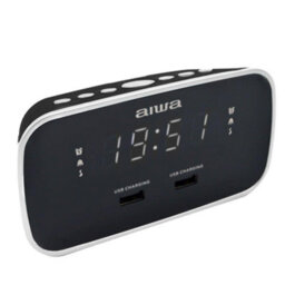 Aiwa Cru-19 Black Digital Dual Alarm Clock