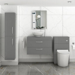 Royal Bathrooms 800mm Wall Hung Vanity Unit 2 Drawer Indigo Grey Gloss & Breeze Countertop Basin - thumbnail 2