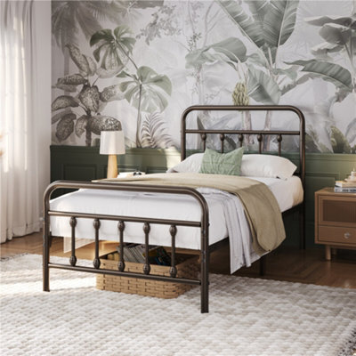 Yaheetech Bronze Single Metal Platform Bed Frame With High Headboard And Footboard - image 1