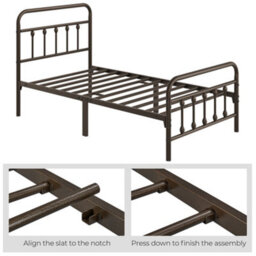Yaheetech Bronze Single Metal Platform Bed Frame With High Headboard And Footboard - thumbnail 7