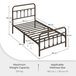 Yaheetech Bronze Single Metal Platform Bed Frame With High Headboard And Footboard - thumbnail 3