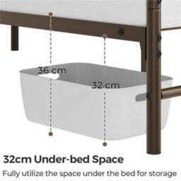 Yaheetech Bronze Single Metal Platform Bed Frame With High Headboard And Footboard - thumbnail 8