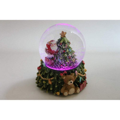 Gisela Graham Christmas Led Colour-Changing Santa Snow Globe With Green Tree Base, 290G