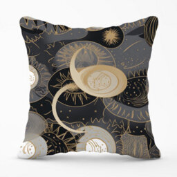 Warren Reed Designer Abstract Silver Gold Sun And Moon Outdoor Cushion 45Cm X 45Cm - thumbnail 1