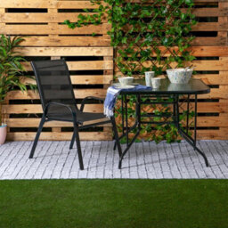 Harbour Housewares Glass Top Garden Table - Glass Top Outdoor Patio Coffee Bistro Furniture - 90 X 90Cm - Black - thumbnail 6