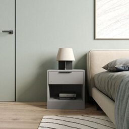 Urbn-Living Urbnliving 45Cm Width 1-Drawer Bedside Grey Table Cabinet Nightstand Storage Shelf Bedroom Furniture Unit Set Of 2 - thumbnail 3