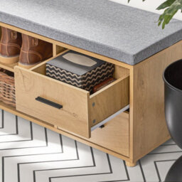 Sobuy Fsr148-N,hallway Shoe Bench Shoe Cabinet Shoe Rack Storage Bench, Wood Veneer,w110Xd35Xh45 - thumbnail 4