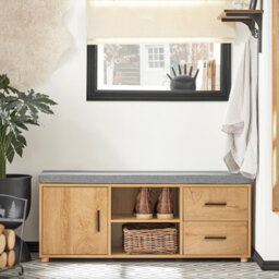 Sobuy Fsr148-N,hallway Shoe Bench Shoe Cabinet Shoe Rack Storage Bench, Wood Veneer,w110Xd35Xh45 - thumbnail 2