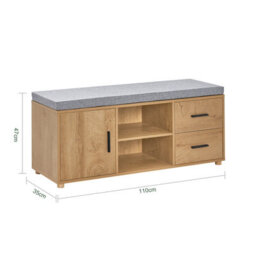 Sobuy Fsr148-N,hallway Shoe Bench Shoe Cabinet Shoe Rack Storage Bench, Wood Veneer,w110Xd35Xh45 - thumbnail 3