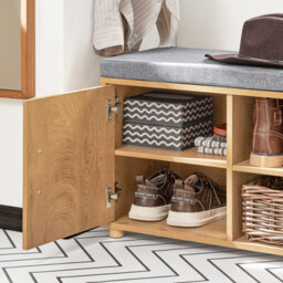 Sobuy Fsr148-N,hallway Shoe Bench Shoe Cabinet Shoe Rack Storage Bench, Wood Veneer,w110Xd35Xh45 - thumbnail 9