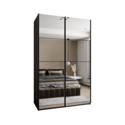 Arte Trosa Ii Black Mirrored Sliding Door Wardrobe W1600mm H2450mm D640mm With Black Steel Handles