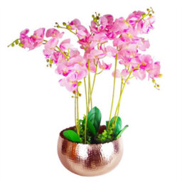 Leaf Xl Metal Bowl Planter 32 X 20Cm Hammered Copper Colour - Curvy Edge - thumbnail 2