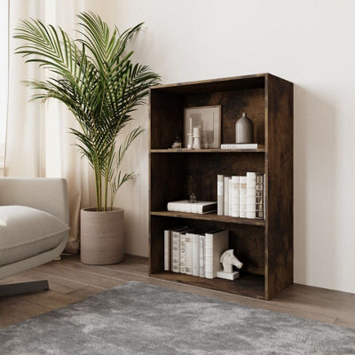 Urbn-Living Urbnliving 90Cm Height Rustic Brown 3 Tier Book Shelf Deep Bookcase Storage Cabinet Display Dining Living Room - image 1