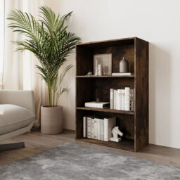 Urbn-Living Urbnliving 90Cm Height Rustic Brown 3 Tier Book Shelf Deep Bookcase Storage Cabinet Display Dining Living Room - thumbnail 1