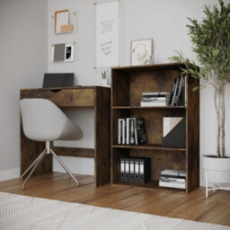 Urbn-Living Urbnliving 90Cm Height Rustic Brown 3 Tier Book Shelf Deep Bookcase Storage Cabinet Display Dining Living Room - thumbnail 2