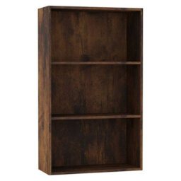 Urbn-Living Urbnliving 90Cm Height Rustic Brown 3 Tier Book Shelf Deep Bookcase Storage Cabinet Display Dining Living Room - thumbnail 3