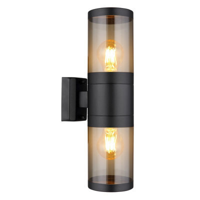Luminosa Lighting Luminosa Xeloo Outdoor Up Down Wall Lamp Matt Black Ip44 2X E27 - image 1
