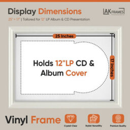 "AK Frames 25X17"" White Swept Vinyl Record Frame With White Mount For 12 Inch Lp Cover & Disc - Overlapped Design" - thumbnail 2