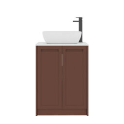 Royal Bathrooms Royal Bathroom Elmore 600mm Terracotta Clay Freestanding Bathroom Vanity Unit 2 Door Plain White Worktop With Elva Basin - thumbnail 7