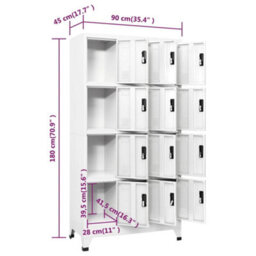Vidaxl Locker Cabinet White 90X45X180 Cm Steel - thumbnail 8