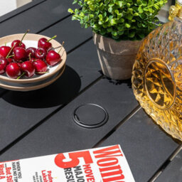 Avestar Outdoor 71 Cm Square Bar Table With 4.3 Cm Umbrella Hole, Slatted Tabletop With Powder-Coated Metal Frame, Black - thumbnail 6