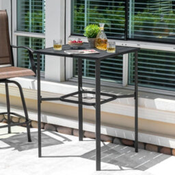 Avestar Outdoor 71 Cm Square Bar Table With 4.3 Cm Umbrella Hole, Slatted Tabletop With Powder-Coated Metal Frame, Black - thumbnail 9