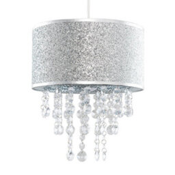 Valuelights Bonita Silver Glitter And Jewel Droplet Ceiling Lamp Shade - thumbnail 1