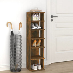 Berkfield Elegant Shoe Rack Smoked Oak 27.5X27X102 Cm Engineered Wood - thumbnail 2