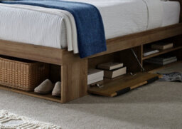 Warm Oak Finish Ottoman Bed With Practical Storage - King Size - thumbnail 2