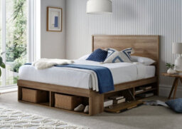 Warm Oak Finish Ottoman Bed With Practical Storage - King Size - thumbnail 5