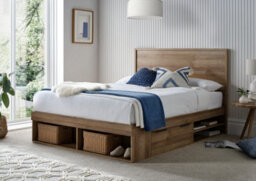 Warm Oak Finish Ottoman Bed With Practical Storage - King Size - thumbnail 1