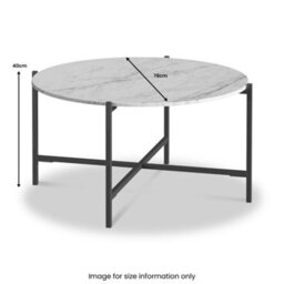 Pimlico White Marble 78Cm Round Coffee Table - Dark Grey Metal Frame - By Roseland Furniture - thumbnail 3