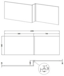 Affine 1600 X 855mm L Shape Shower Bath Side & End Panel White Acrylic Bathroom Lh - thumbnail 7