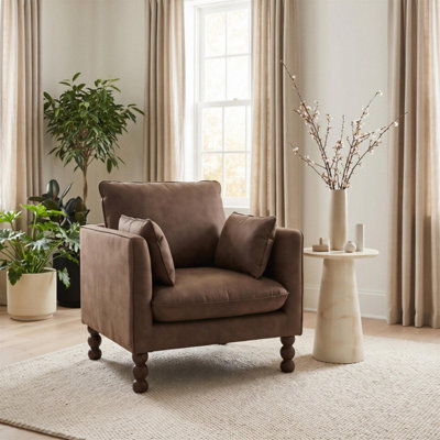 Furniturebox Uk Monroe Brown Faux Leather Armchair - image 1