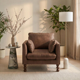 Furniturebox Uk Monroe Brown Faux Leather Armchair - thumbnail 3