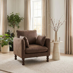 Furniturebox Uk Monroe Brown Faux Leather Armchair - thumbnail 1