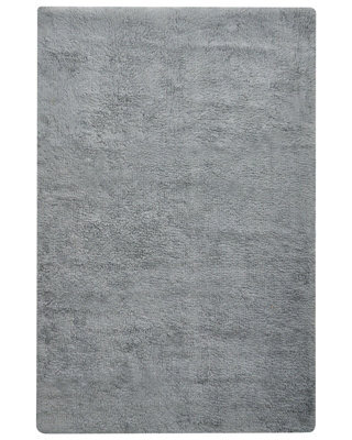 Wyld And Coco Grey Cotton Bath Mat 60 X 90 Cm - Thick Fluffy Pile, Solid Colour - image 1