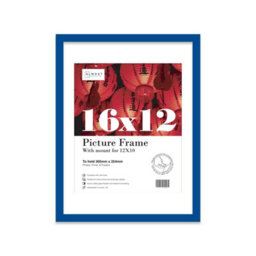 "16X12"" Blue Frame With Mount For 12X10"" Pictures 20mm Slim Edge Portrait And Landscape Display With Wall Hooks" - thumbnail 1