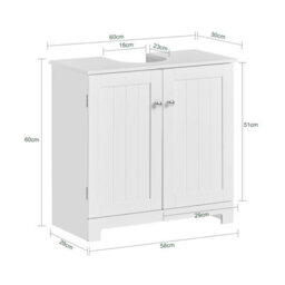 Sobuy Bzr18-Ii-W, Under Sink Cabinet Bathroom Vanity Unit, Suitable For Pedestal Sinks,white,w60Xd30Xh60 - thumbnail 3