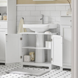 Sobuy Bzr18-Ii-W, Under Sink Cabinet Bathroom Vanity Unit, Suitable For Pedestal Sinks,white,w60Xd30Xh60 - thumbnail 4