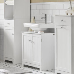 Sobuy Bzr18-Ii-W, Under Sink Cabinet Bathroom Vanity Unit, Suitable For Pedestal Sinks,white,w60Xd30Xh60 - thumbnail 5