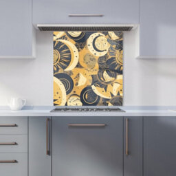 Warren Reed Designer Blue Gold Moon And Sun Premium Glass Kitchen Splashback W900mm X H750mm - thumbnail 6