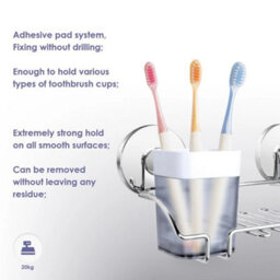 Suction Toothbrush Holder Wall Mount No-Drill - thumbnail 3