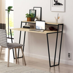 Decortie Pal Modern Study Desk Oak With Monitor Stand  Width 124Cm - thumbnail 1