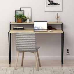 Decortie Pal Modern Study Desk Oak With Monitor Stand  Width 124Cm - thumbnail 4