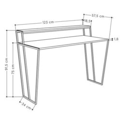 Decortie Pal Modern Study Desk Oak With Monitor Stand  Width 124Cm - thumbnail 3