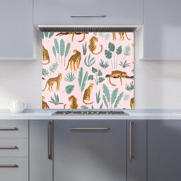 Warren Reed Designer Hand Drawn Leopards Premium Glass Kitchen Splashback W600mm X H600mm - thumbnail 1