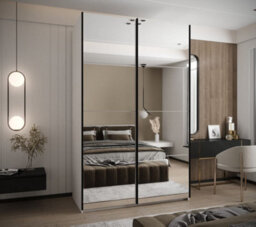 Arte Trosa Ii White Mirrored Sliding Door Wardrobe W1600mm H2450mm D640mm With Black Steel Handles - thumbnail 2