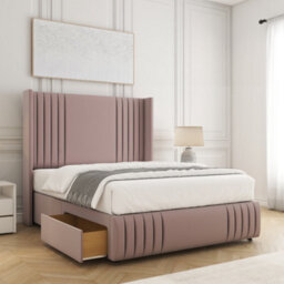 Bsspoke Peyton Divan Bed Set Pink Plush Velvet With 54Inch Headboard & Footboard 2 Drawers Footend & No Mattress In All Sizes - thumbnail 1