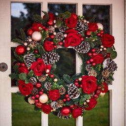 Dibor Vintage Style Rosebrook Pine Festive Decor Autumn-Winter Wreath Front Door Christmas Wreath 60Cm
